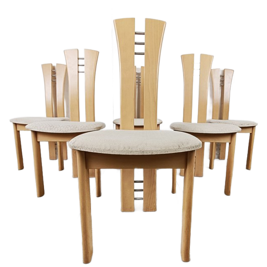 Set Of 6 Highback Dining Chairs, 1980s 1