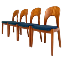Set Van 4 Niels Koefoed Stoelen Blauw, 1960's