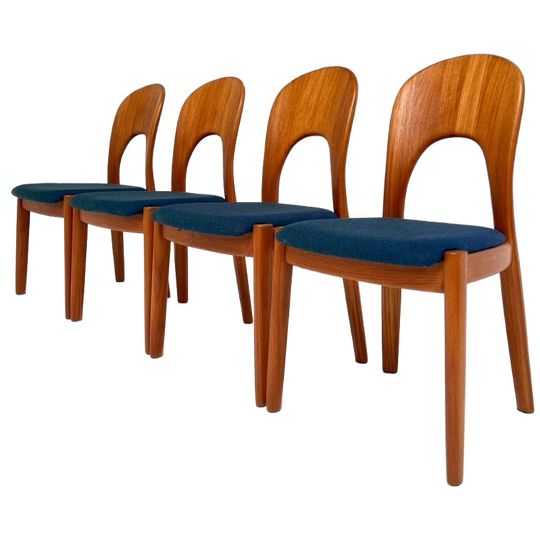Set Van 4 Niels Koefoed Stoelen Blauw, 1960'S 1