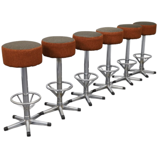 6x Bar Stool In Chrome, 1970s 1