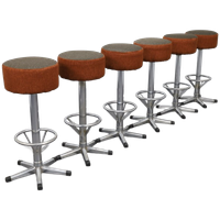 6x Bar Stool In Chrome, 1970s