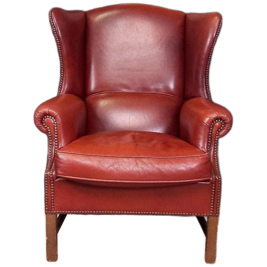 Grote Schapenleren Vintage Engelse Oorfauteuil 1