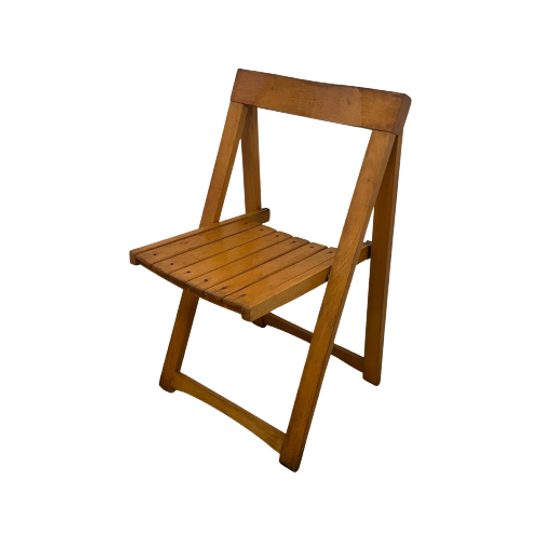Aldo Jacober - Folding Chair Model ‘trieste’ - Bazzani Italy - Light Oak (wood Grain) 1
