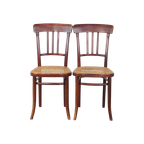 Set Van 2 Originele Vintage Thonet Design Bistro Stoelen Met Gematte Zitting thumbnail 1