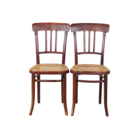 Set Van 2 Originele Vintage Thonet Design Bistro Stoelen Met Gematte Zitting