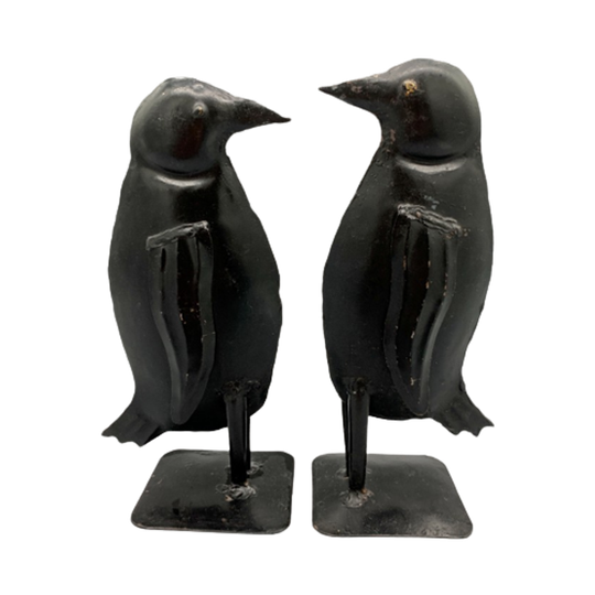 Set Vintage Metalen Pinguïns Zwart Handgemaakt 1
