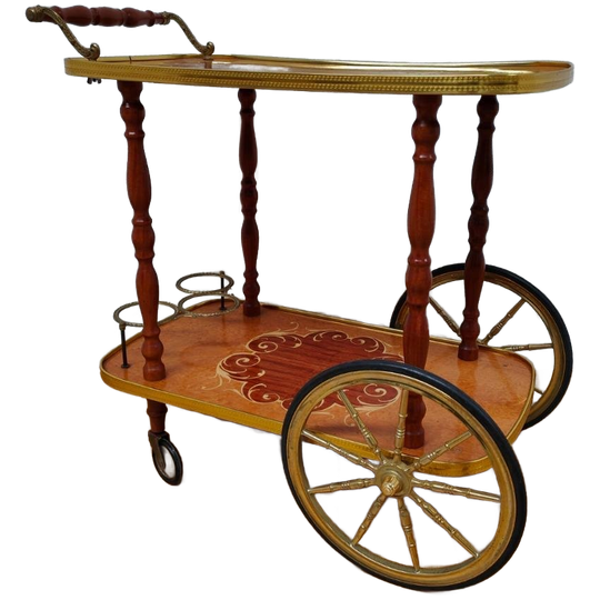Vintage Barcart Drankenkar Trolley Butlerwagen Bijzettafel 1