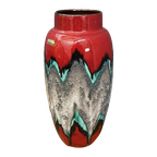 Ceramic Red, Grey, Green Vase By Scheurich Germany Model 553-38 thumbnail 1