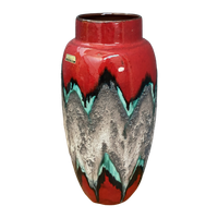 Ceramic Red, Grey, Green Vase By Scheurich Germany Model 553-38