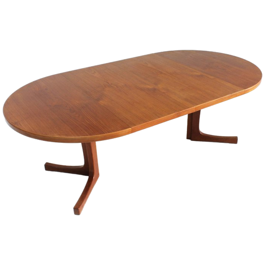 Vintage Deense Ronde Uitschuifbare Eettafel Teakhout Jaren 60 1