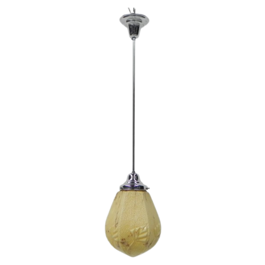 Art Deco Hanglamp Met Gemarmerde 6 Hoekige Kap 1