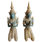 Boeddha - 2 Poortwachters - Brons - Thailand - 3E Kwart 20E Eeuw thumbnail 1