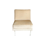 Vintage Loungefauteuil Roomwitte Velvet Jaren 60/70 thumbnail 1