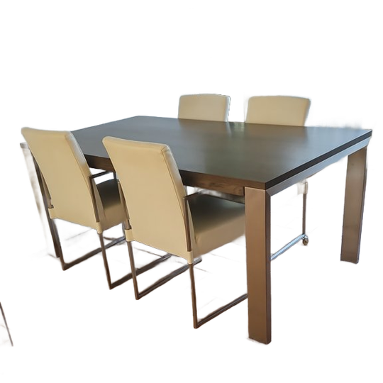 bert plantagie Eettafel Met 4 Leren Stoelen 1