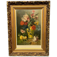 "stilleven Met Bloemen". Olieverf Op Doek.