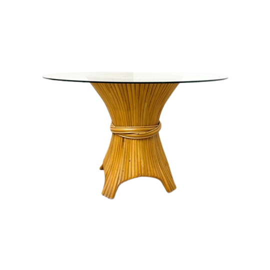 Vintage Rotan Bamboe Mcguire Eettafel, Korenschoof, 1
