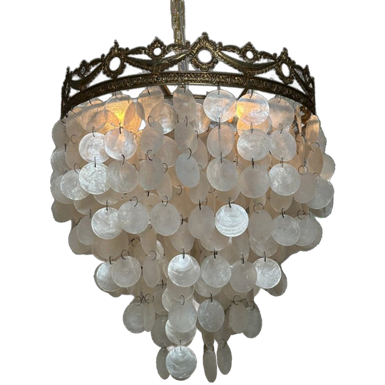2 Beschikbaar Vintage Schelpen Hanglampen Brons Frame Vintage 1