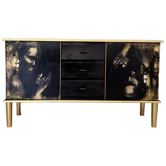 Zwart Dressoir / Ladekastje/ Kast Met Lades 1