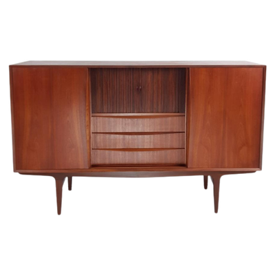 Vintage Deens Teak Houten Wandkast | Dressoir | Highboard