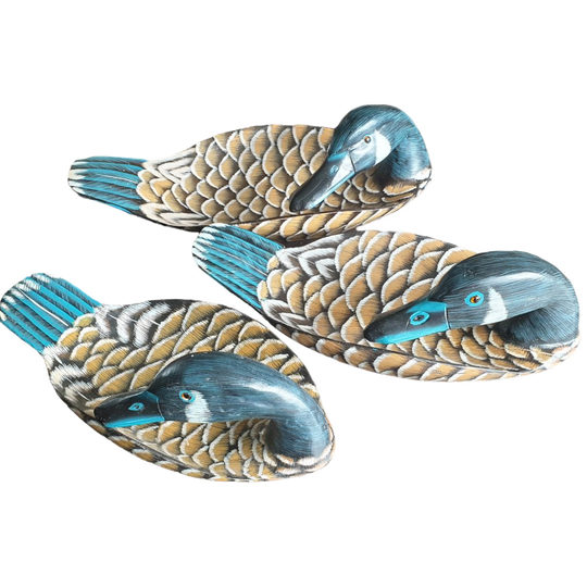 Vintage Houten Schalen In De Vorm Van Eenden Handbeschilderd 1