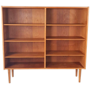 Deense Kast Boeken | Vintage Wandkast | Teak Fineer Kast