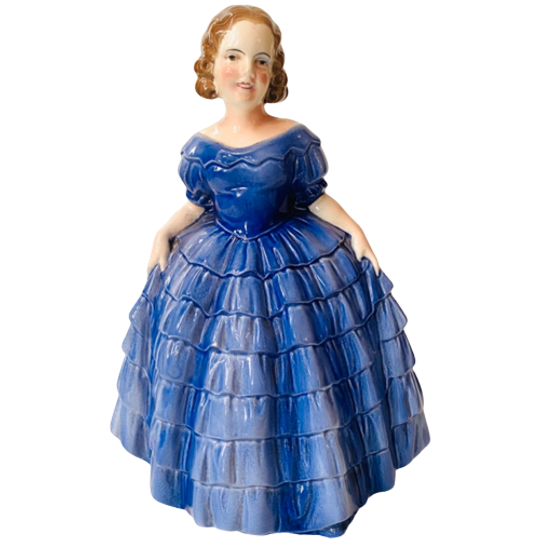 Hertwig & Co Katzhütte Beeld Vrouw In Blauwe Jurk Artdeco Jaren 20 1