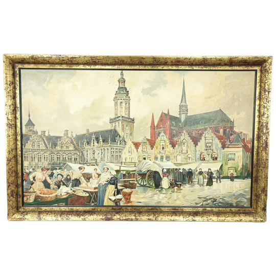 Vanden Bussche - Groot Schilderij Markt Van Veurne 1