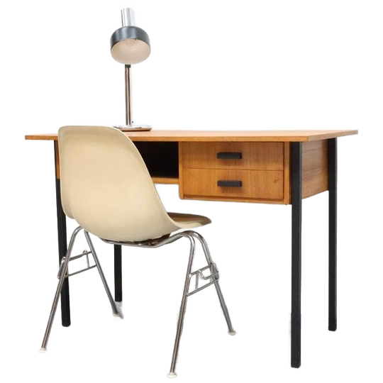 Vintage Bureau | Compact Model | Zwart Metaal | Teak 1