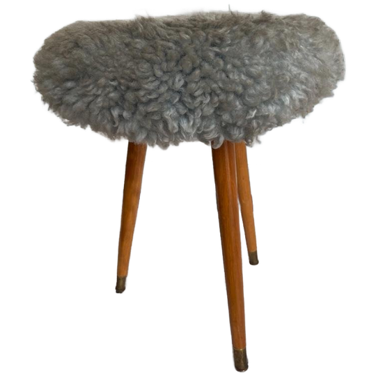 Vintage Fluffy Krukje / Tabouret / Poef 1