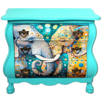 Blauw-Groene Ladekast “Two Elephants Kiss” Gustav Klimt