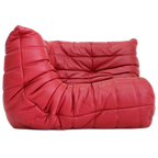 Togo Corner Chair Red Leather By Michel Ducaroy For Ligne Roset thumbnail 1