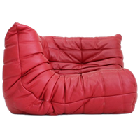 Togo Corner Chair Red Leather By Michel Ducaroy For Ligne Roset