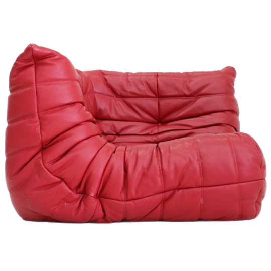 Togo Corner Chair Red Leather By Michel Ducaroy For Ligne Roset 1