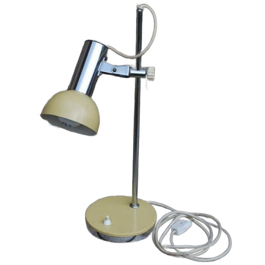 Vintage Bureaulamp Chrome Geel 1