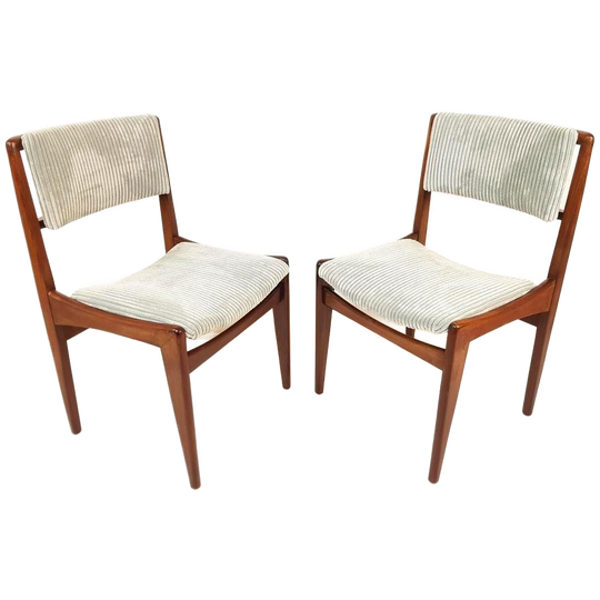 2 Vintage Stoelen Licht Blauwe Rib Nieuwe Stof 1