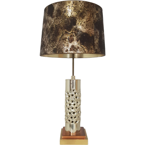 Unique Brutalist Table Lamp - Silver-Plated Aluminum - Willy Luyckx For Aluclair - 1960S