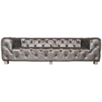 Hauxley 3-Zits Classic Chesterfield Bank – Zilver, Leer thumbnail 1