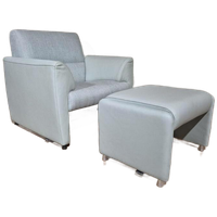 Showroom - Montel Mondi Fauteuil + Hocker - Mint - Leder