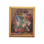 Grenen Lijst Geborduurde Vaas Bloemen thumbnail 1