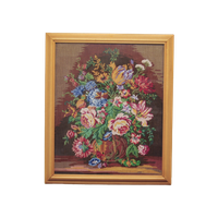 Grenen Lijst Geborduurde Vaas Bloemen