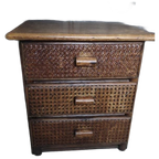 Vintage Ladekastje Donkerbruin Hout Webbing thumbnail 1