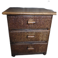 Vintage Ladekastje Donkerbruin Hout Webbing
