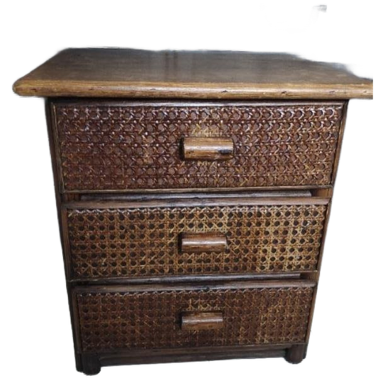 Vintage Ladekastje Donkerbruin Hout Webbing 1