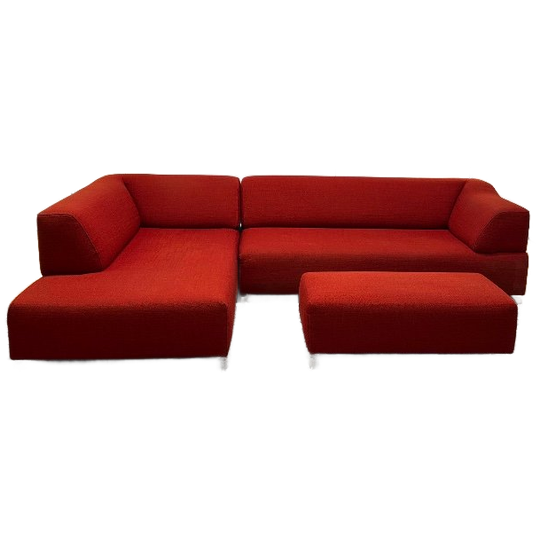 Leolux Faya Lobi Hoekbank + Hocker (rood) – Np: €8.000 1
