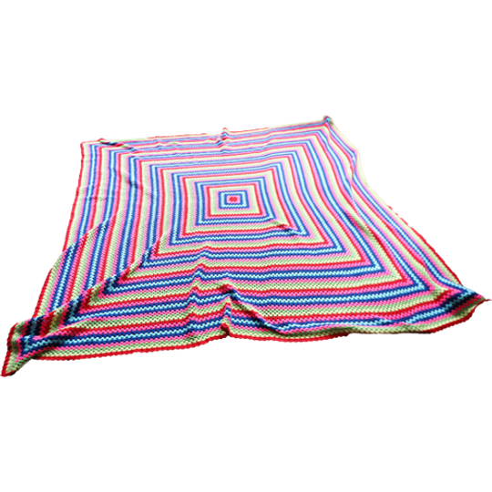 Vintage Gehaakte Vrolijk Gekleurde Sprei/kleed, Jaren '80 1