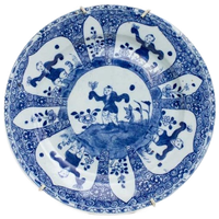 Antiek Chinees Kangxi-Stijl Bord ‘Zotjes’ Met Ophanging - Reliving