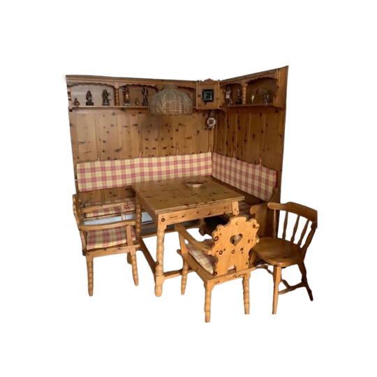 Tiroler Dining Group / Table/ 2 Armchairs /corner Panels And Corner Bench 1950s 1
