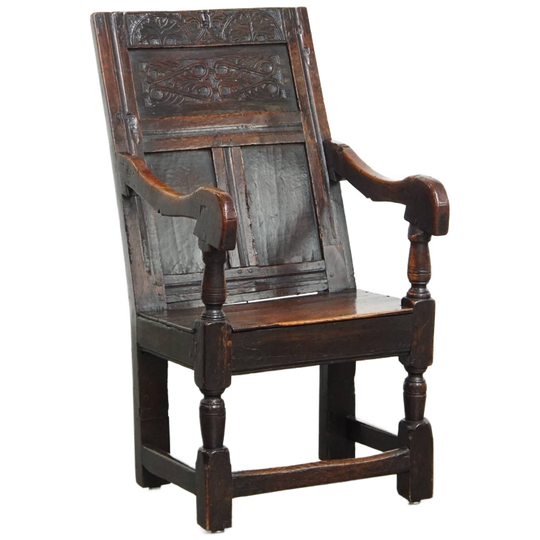Prachtige Statige Antieke Eikenhouten Wainscot Chair/ Side Chair Uit De 17e Eeuw 1