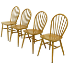 Set Of 4 Scandinavian Spindle Back Dining Chairs In Style Of Akerblom 1960s thumbnail 1
