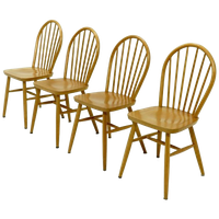 Set Of 4 Scandinavian Spindle Back Dining Chairs In Style Of Akerblom 1960s